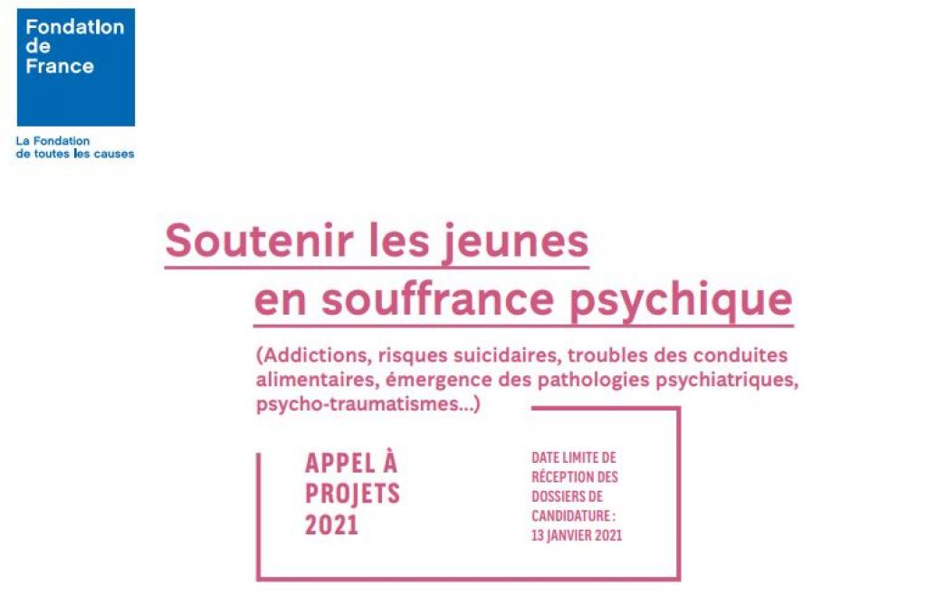 APPEL A PROJET - SOUTENIR LES JEUNES EN SOUFFRANCE PSYCHIQUE